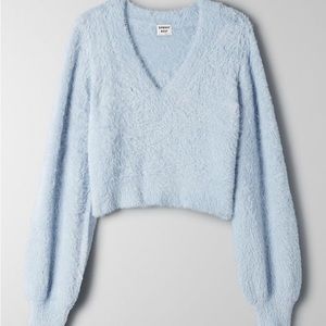 Aritzia Sunday Best fluffy blue kitten sweater